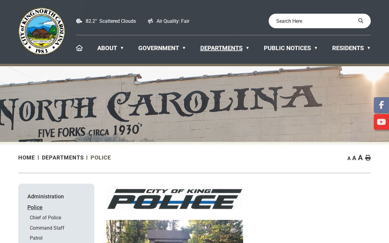 King Police Department source for King recent arrests and warrant verification